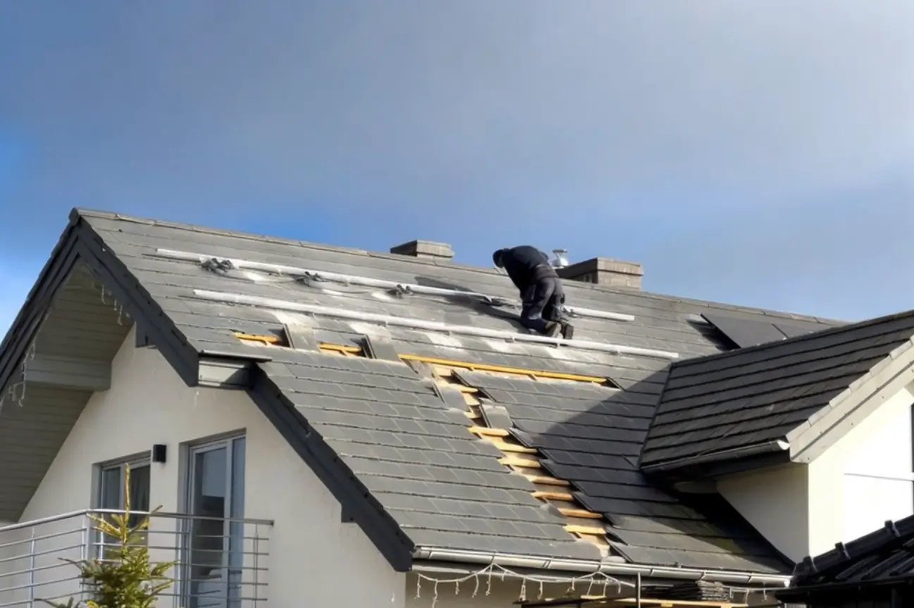 Re-roofing replacement in progress
