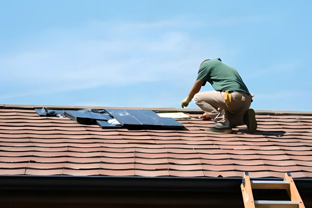 Completed roof repair detail